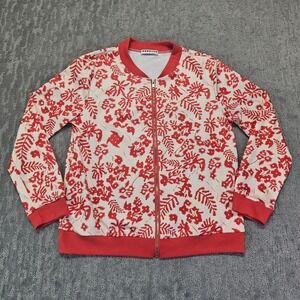 ECOWISH  Women's Red Floral  Bomber Jacket‎  Size XL